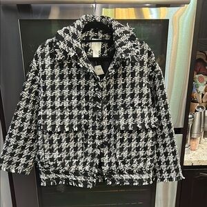 H&M Black and‎ White Houndstooth Blazer